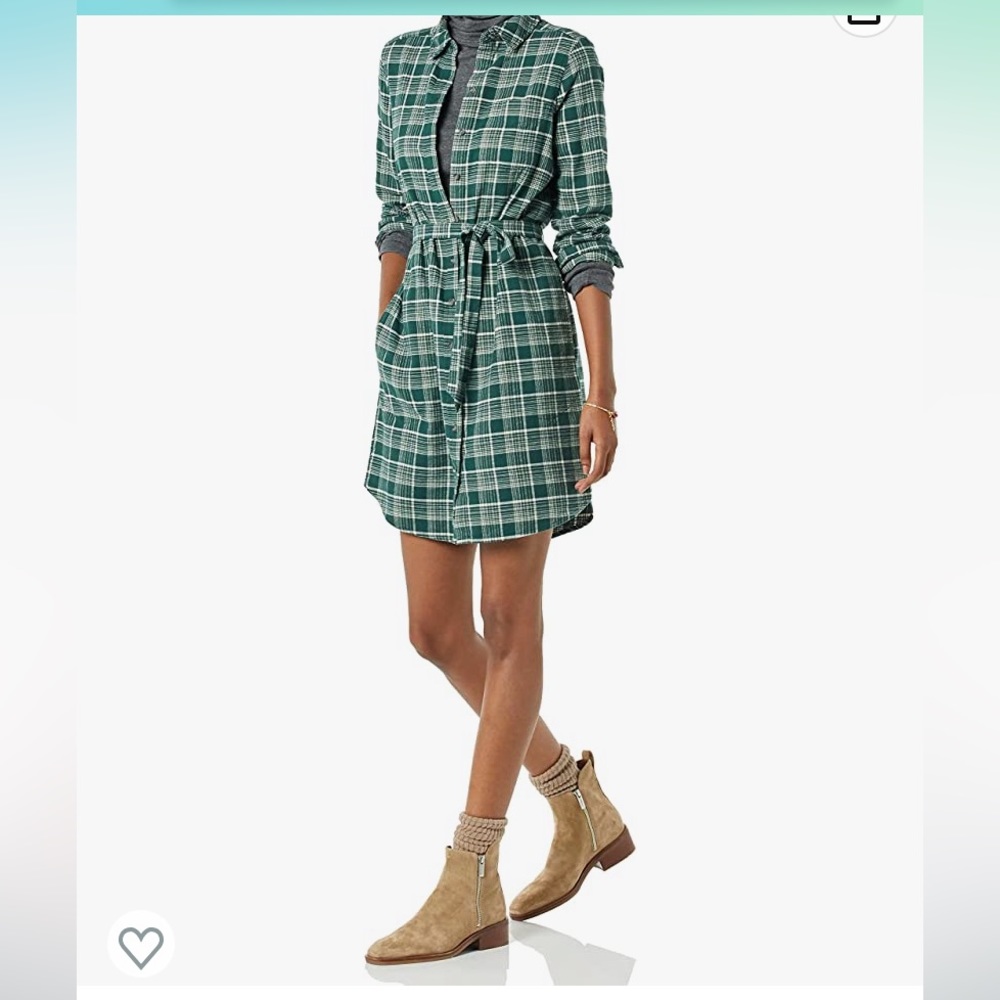 Goodthreads Women's Brushed Flannel Relaxed-Fit Shirt Dress Sz Small